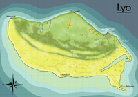 Die Insel Lyo vor der Brackwasserküste